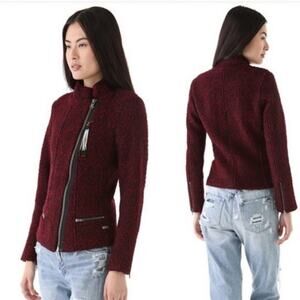 Maison Scotch Red & Black Boucle Moto Jacket XS